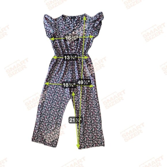 Larsyn & Lily Womens Micro Floral Jumpsuit M Flutter‎ Sleeves Button Cinch Waist - Picture 2 of 6